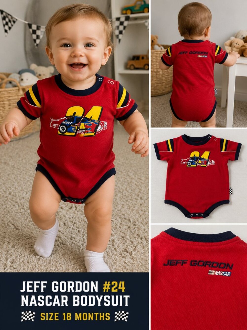 Jeff Gordon #24 NASCAR Chase Authentics Bodysuit 18M Red Racing One Piece
